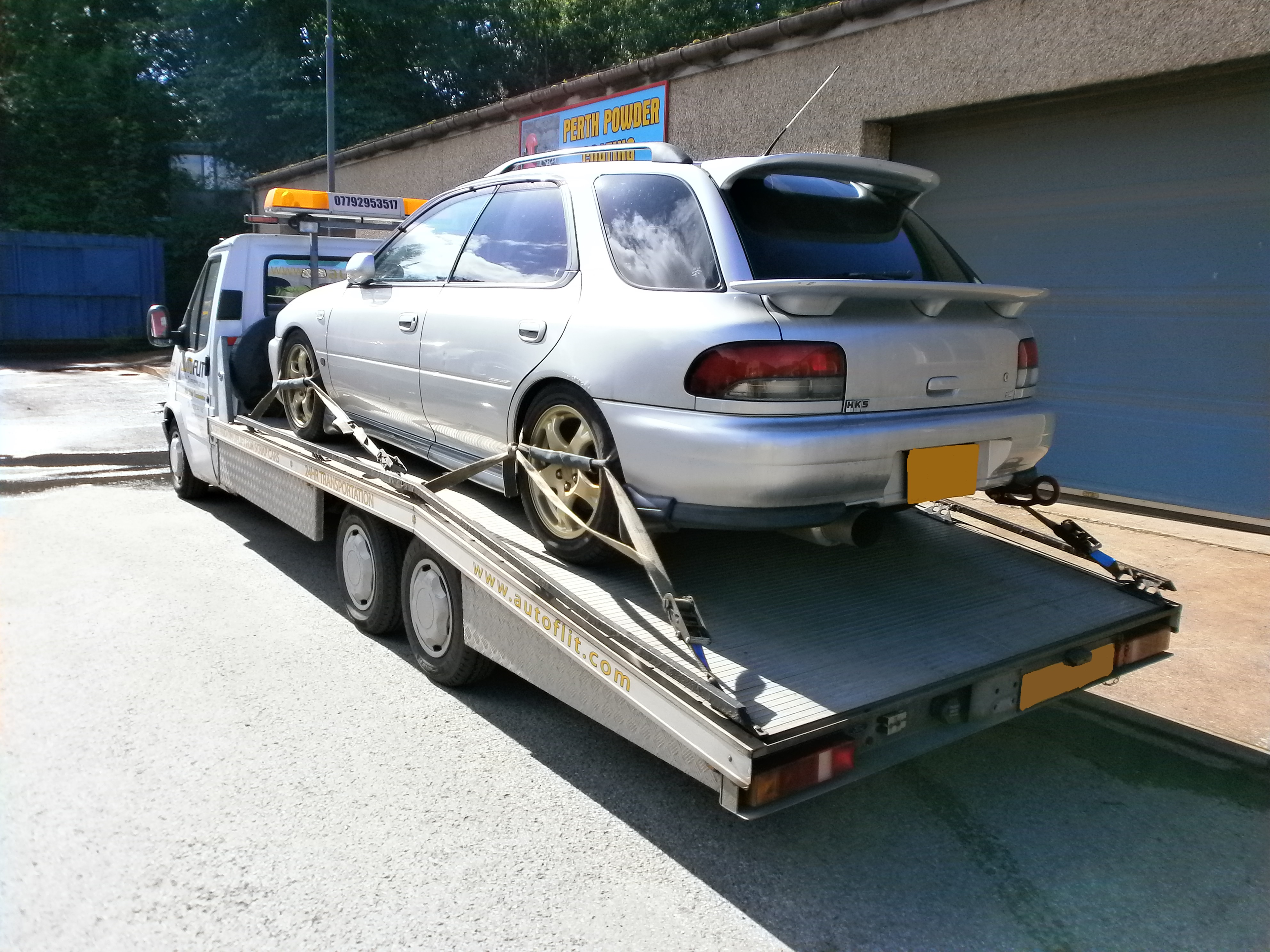 Subaru Impreza WRX on the back of the Autoflit transporter